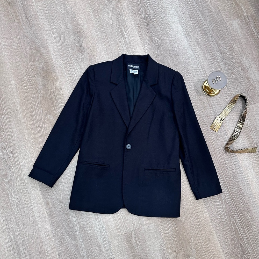Sag Harbor 100% Wool Oversized Blazer Boxy Style with Shoulder Pads